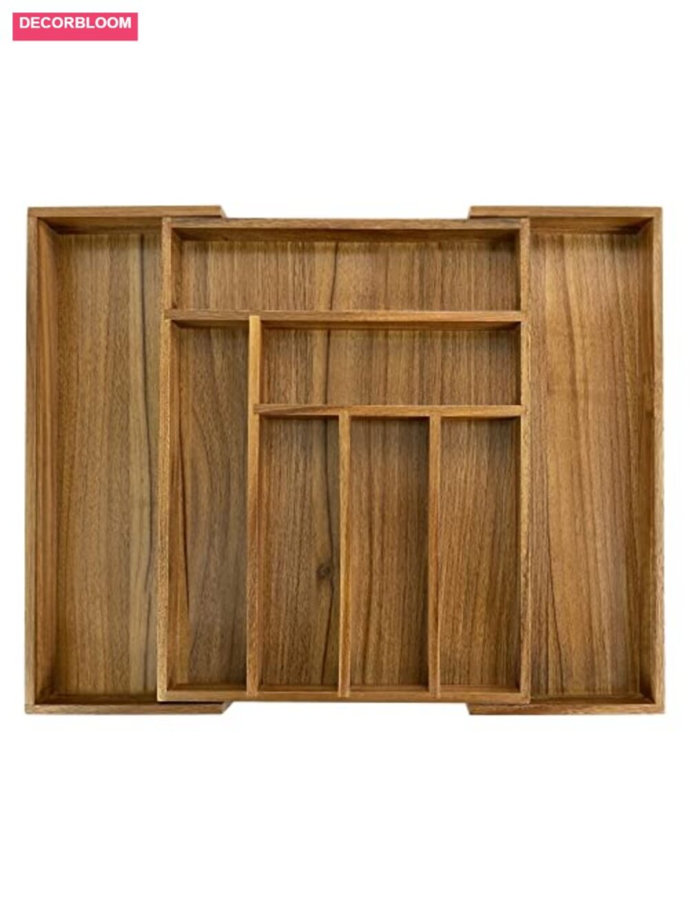 Expandable Acacia Wood Flatware Organizer 8 Slot